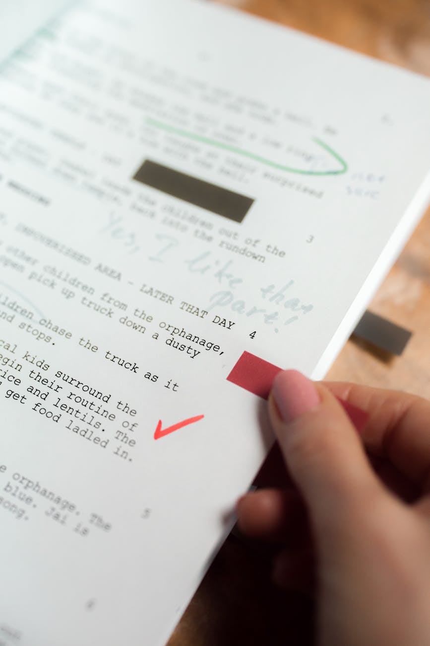 marking a composition page with sticker